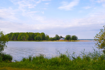 landscape with the image of the river in the city of Kirillov, Russia