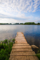 Naklejka premium landscape with the image of the river in the city of Kirillov, Russia