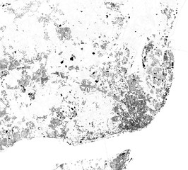 Satellite map of Lisbon, Lisboa. it is the capital and the largest city of Portugal. Map of streets and buildings of the town center. Europe