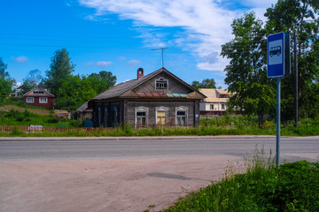 Kirilov, Vologda region, Russia - June, 9, 2019: landscape with the image of russian village