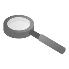 Metal magnify glass icon. Isometric of metal magnify glass vector icon for web design isolated on white background