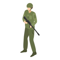 Army sniper man icon. Isometric of army sniper man vector icon for web design isolated on white background