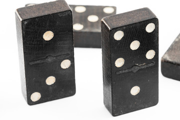 Domino formed in different ways, black, on white background. Game of the domino.