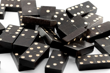 Domino formed in different ways, black, on white background. Game of the domino.
