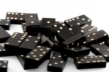 Domino formed in different ways, black, on white background. Game of the domino.