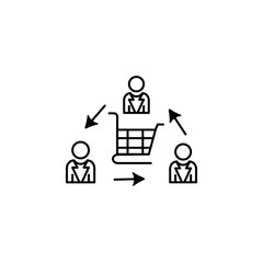 Businessmen behavior basket icon. Element of consumer behavior line icon