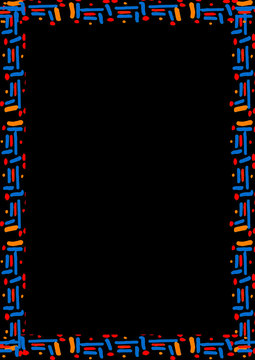 Black Frame with Colored Patterned Borders
