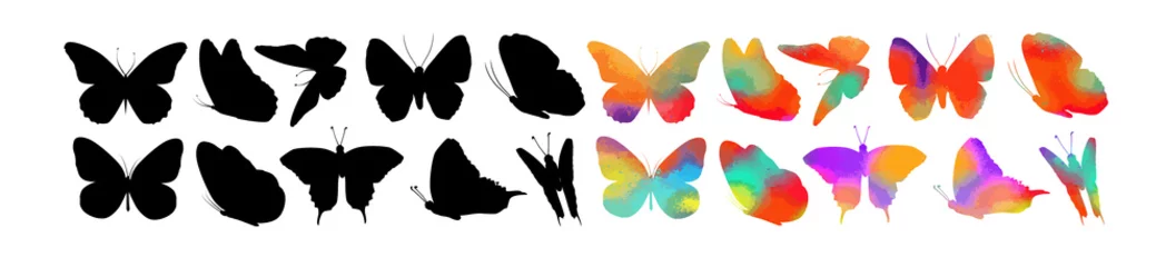 Deurstickers Vlinders Kleurrijke vlinders op een witte achtergrond. vector illustratie