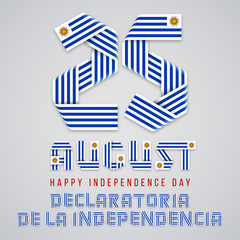 August 25, Uruguay Independence Day congratulatory design with Uruguayan flag elements. Vector illustration.