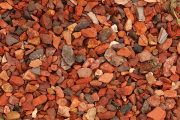 Texture of red-brown fine gravel