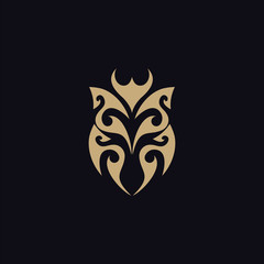 beetle with tribal tattoo logo vector design template