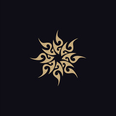 flowers with vintage ornaments vector logo design template