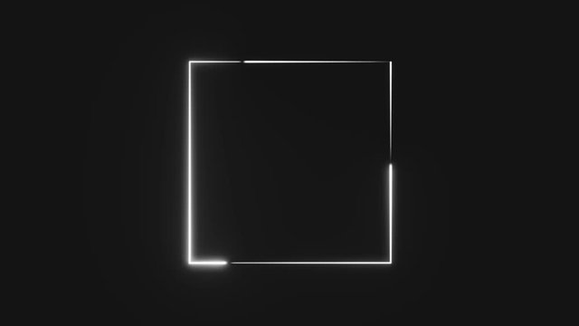 Abstract neon square frame. Seamless loop