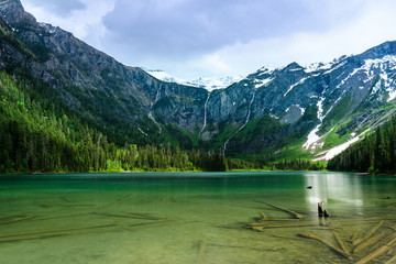 Turquoise water of Avalanche lake