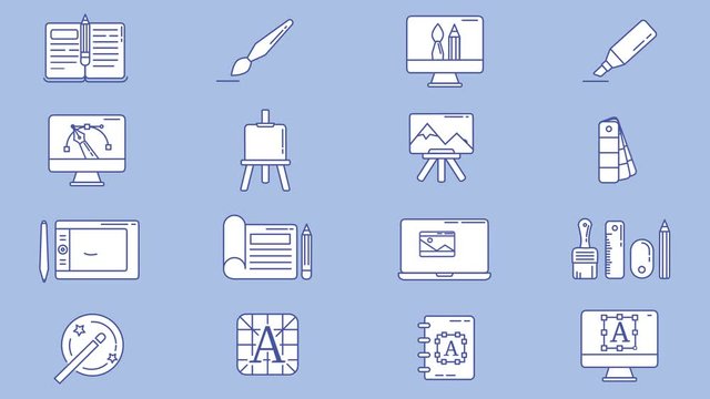 Designer and Illustrator Workplace Icon Set