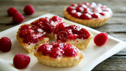 Wild berry dessert. Raspberry cake.