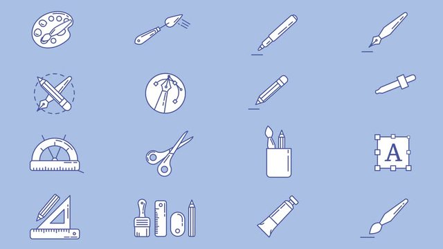 Designer and Illustrator Workplace Icon Set