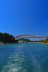 The Rainbow Bridge spanning the Swinomish Channel in La Conner, Washington