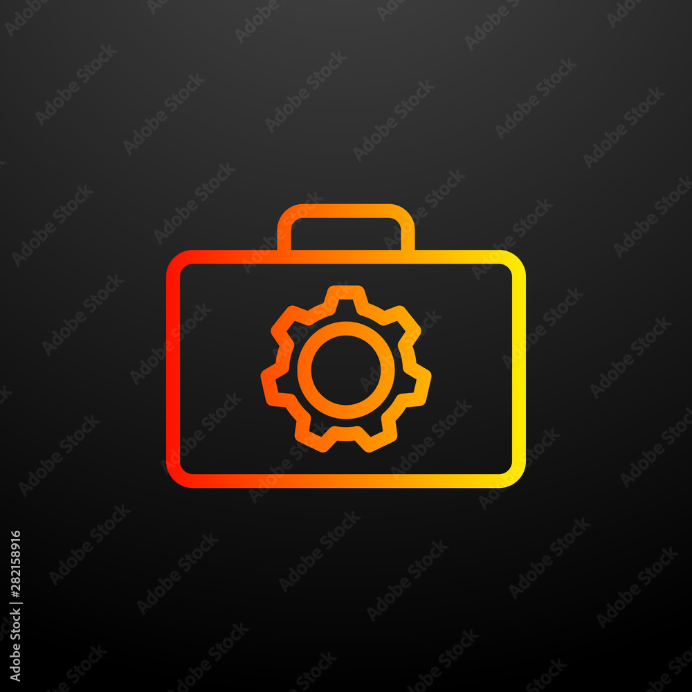 Poster a suitcase with a mechanism nolan icon. elements of science set. simple icon for websites, web desig