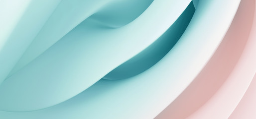 Abstract background, spiral. Smooth gradient shape from turquoise to pink. Abstract pastel color. 3D rendering.