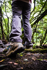 hiking boots on muddy ground