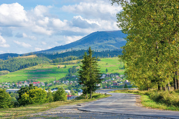 serpentine winding down the hill. beautiful countryside in mountains. wonderful september weather. location - volovets, transcarpathia, ukraine