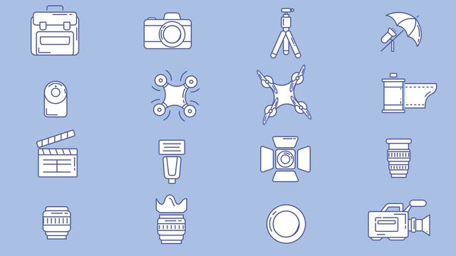 Photographer And Videographer Workplace Icon Set