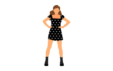 Young model woman posing on white isolated background. Flat illustration - Vector