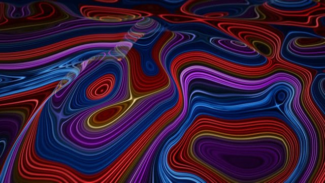 Futuristic landscape with illuminating contours. Science fiction design. Seamless loop 3D render animation with DOF