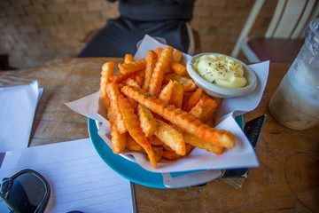 french fries and ketchup
