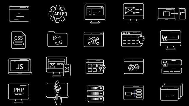 Web Developer Workplace Icon Set