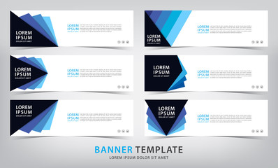 set of six abstract blue web banner templates, vector illustration