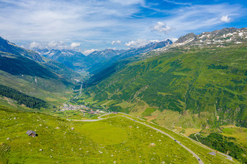 Obraz premium The Swiss Alps from above - amazing view over the mountains of Switzerland