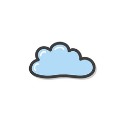 Doodle style blue cloud drawing. Vector drawing by hand. Symbol of the weather.