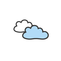 Doodle style two color cloud drawing. Vector drawing by hand. Symbol of the weather.