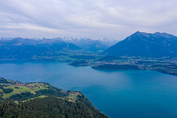 Fototapeta premium Famous Lake Thun in Switzerland from above