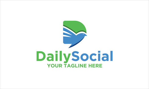 Daily Social Chat Bird Letter D Logo 