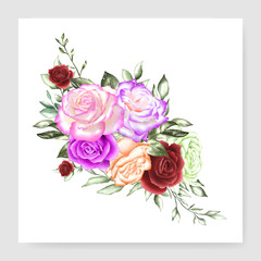 bouquet design wedding template card with watercolor floral