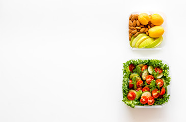 meal in lunch box to take away on white background top view mock-up