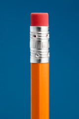 Close up of single yellow pencil eraser