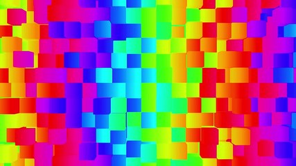 Loop of rainbow of colorful moving cubes - 3d render - Powered by Adobe