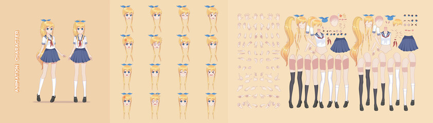 Anime manga girl character animation motion design