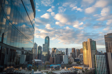 Modern cityscape with office buildings and skyscrapers