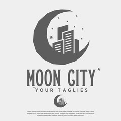 Fototapeta premium vector illustration of a city view over the moon