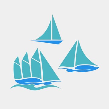 minimalist ship vector logo stock