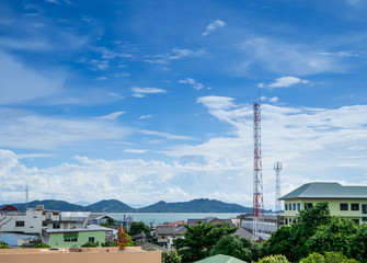 Seaside city in the skyline