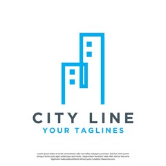 simple line art city logo vector