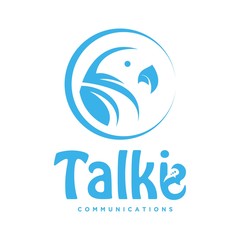 talkie vector logo, simple parrot illustration