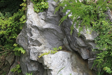 段になった岩場