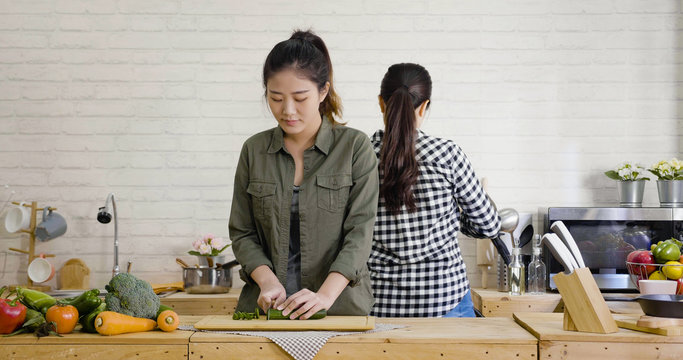 Group Of Chinese Women Friends Cooking Together